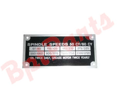 1119-2810 J-Head Speed Nameplate